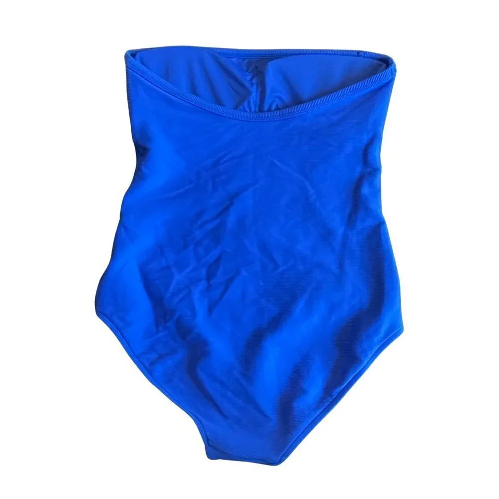 NEW Milea Mini Rib Bandeau Maillot Strapless One Piece Swimsuit Sz. 10